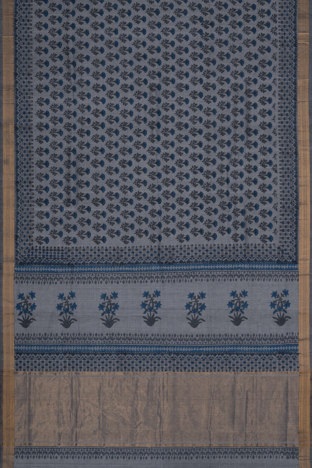 Image of Mangalagiri Cotton Grey Saree