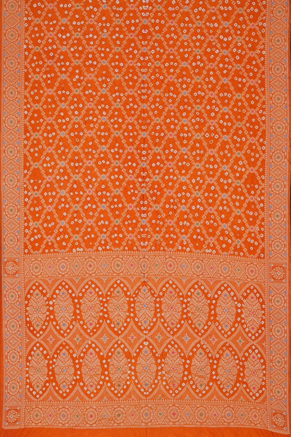 Image of Bandhani Honey Mustard Silk Saree
