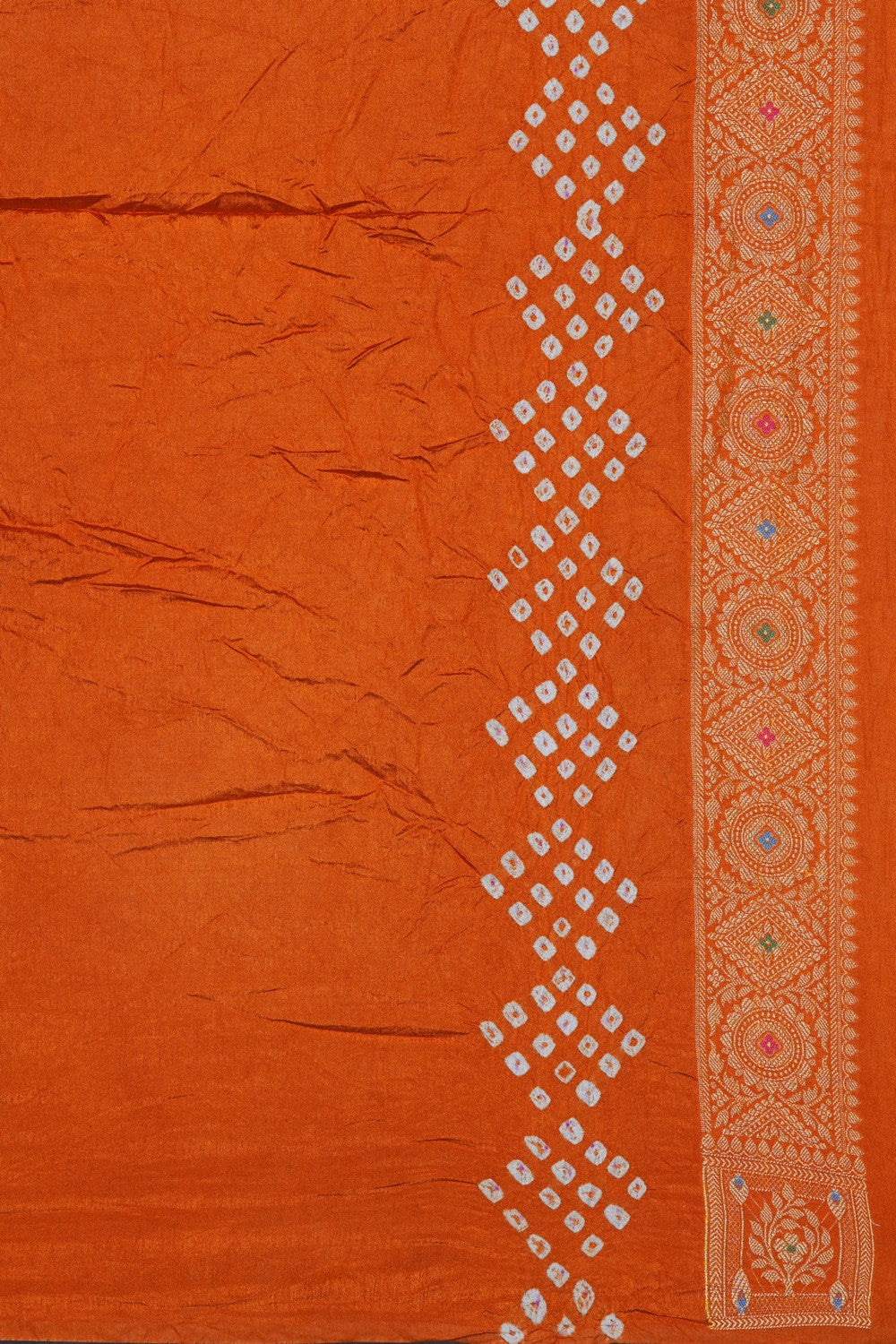 Image of Bandhani Honey Mustard Silk Saree