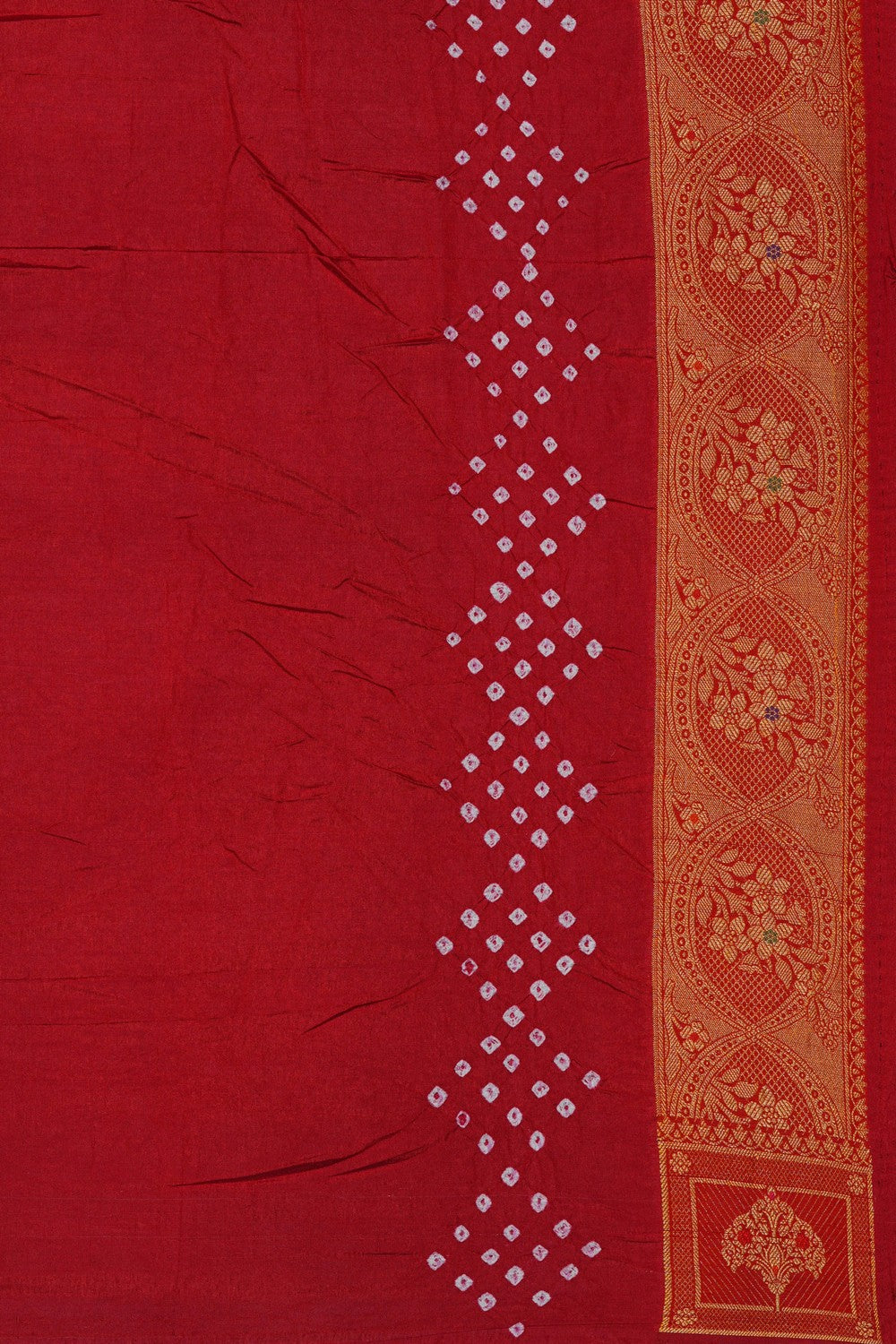 Image of Bandhani Red Silk Saree