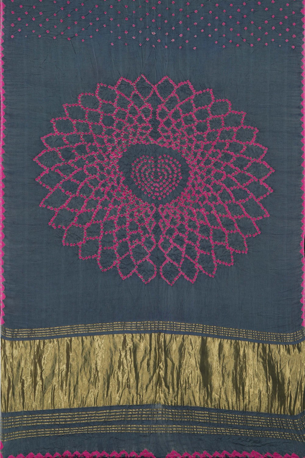 Image of Satin Bandhani Grey Saree