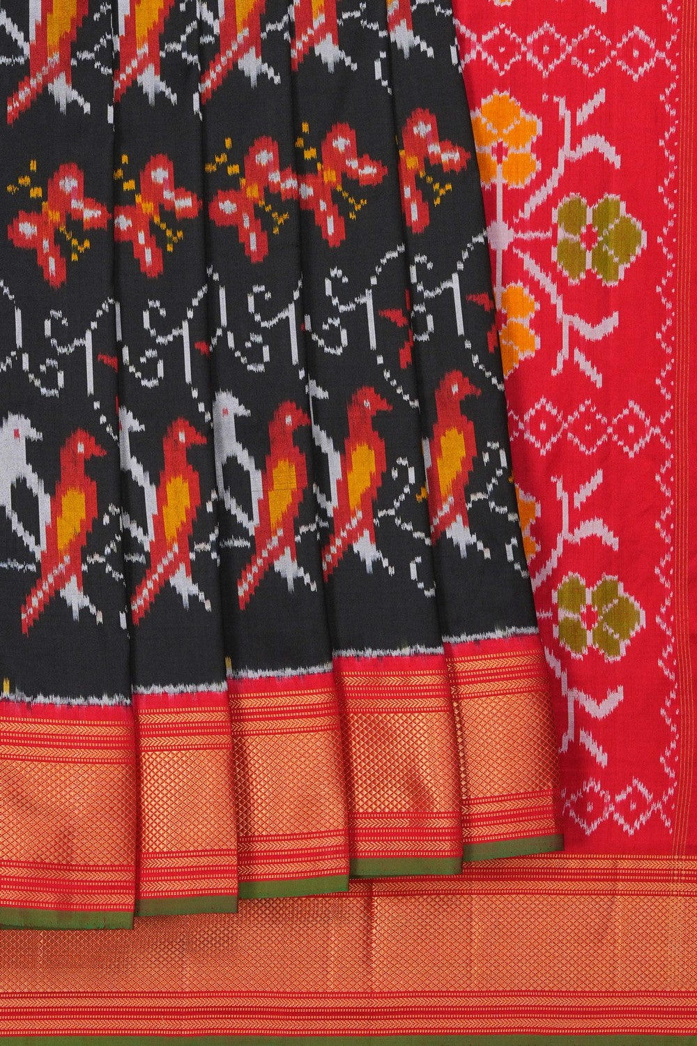 Image of Pochampally Ikat Silk Black Saree