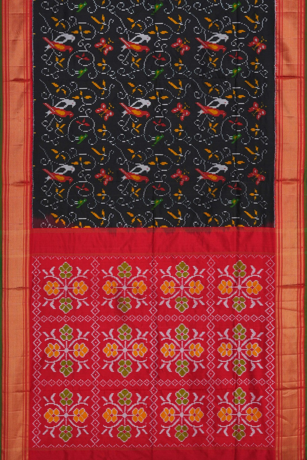 Image of Pochampally Ikat Silk Black Saree