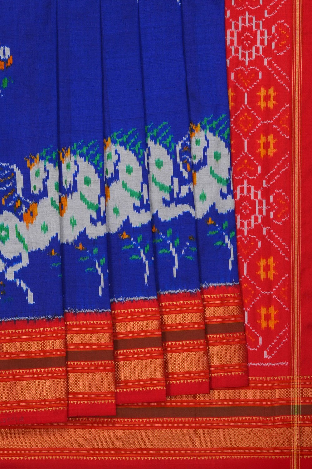 Image of Pochampally Ikat Silk Indigo Blue Saree