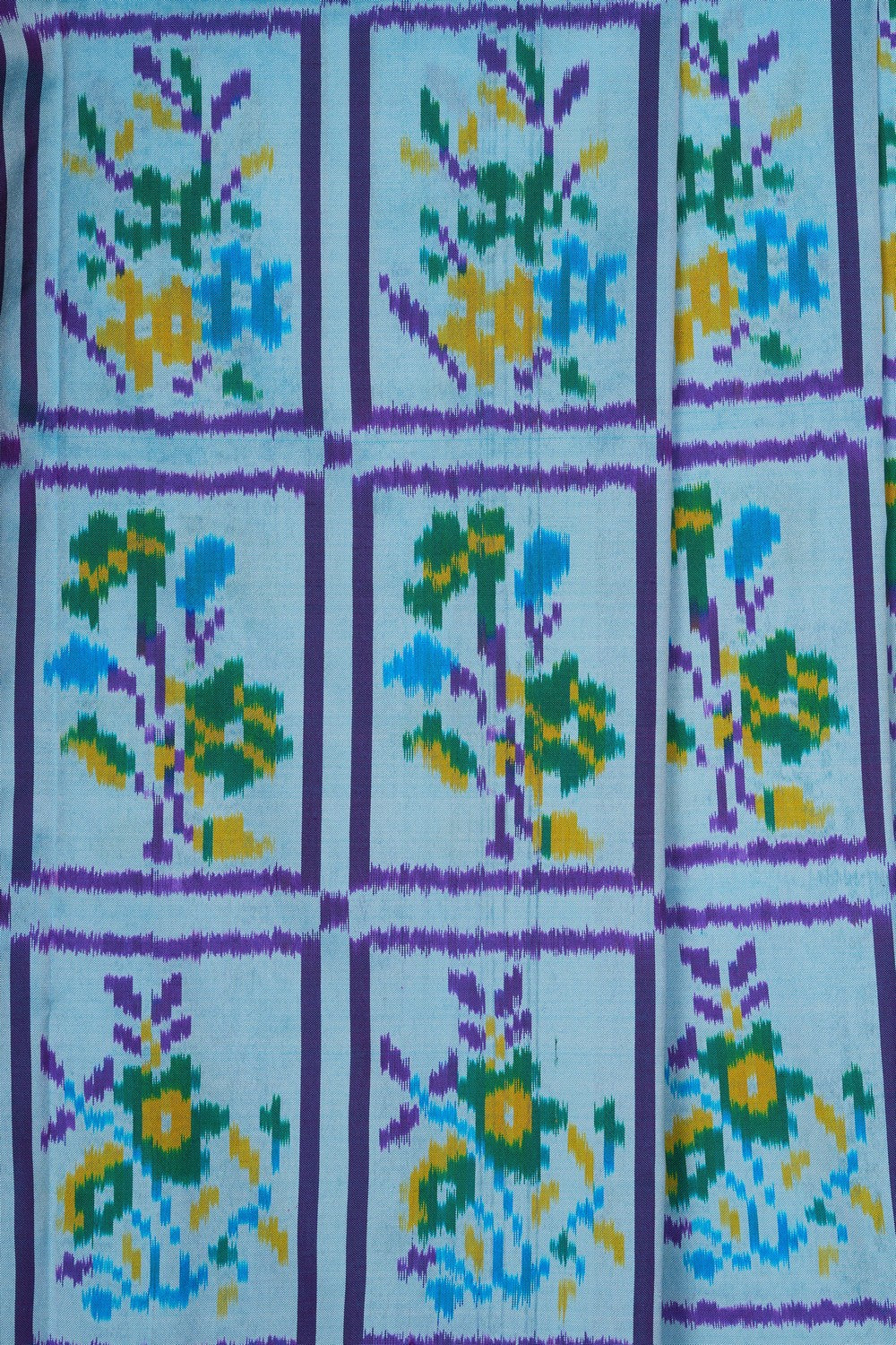 Image of Pochampally Ikat Silk Sky Blue Saree