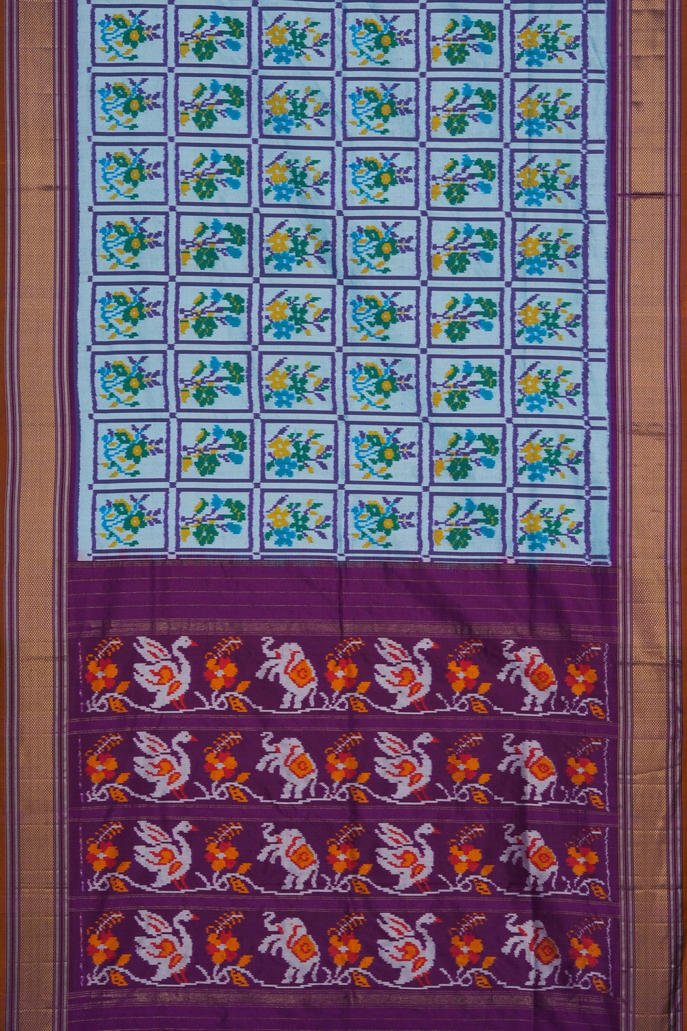 Image of Pochampally Ikat Silk Sky Blue Saree