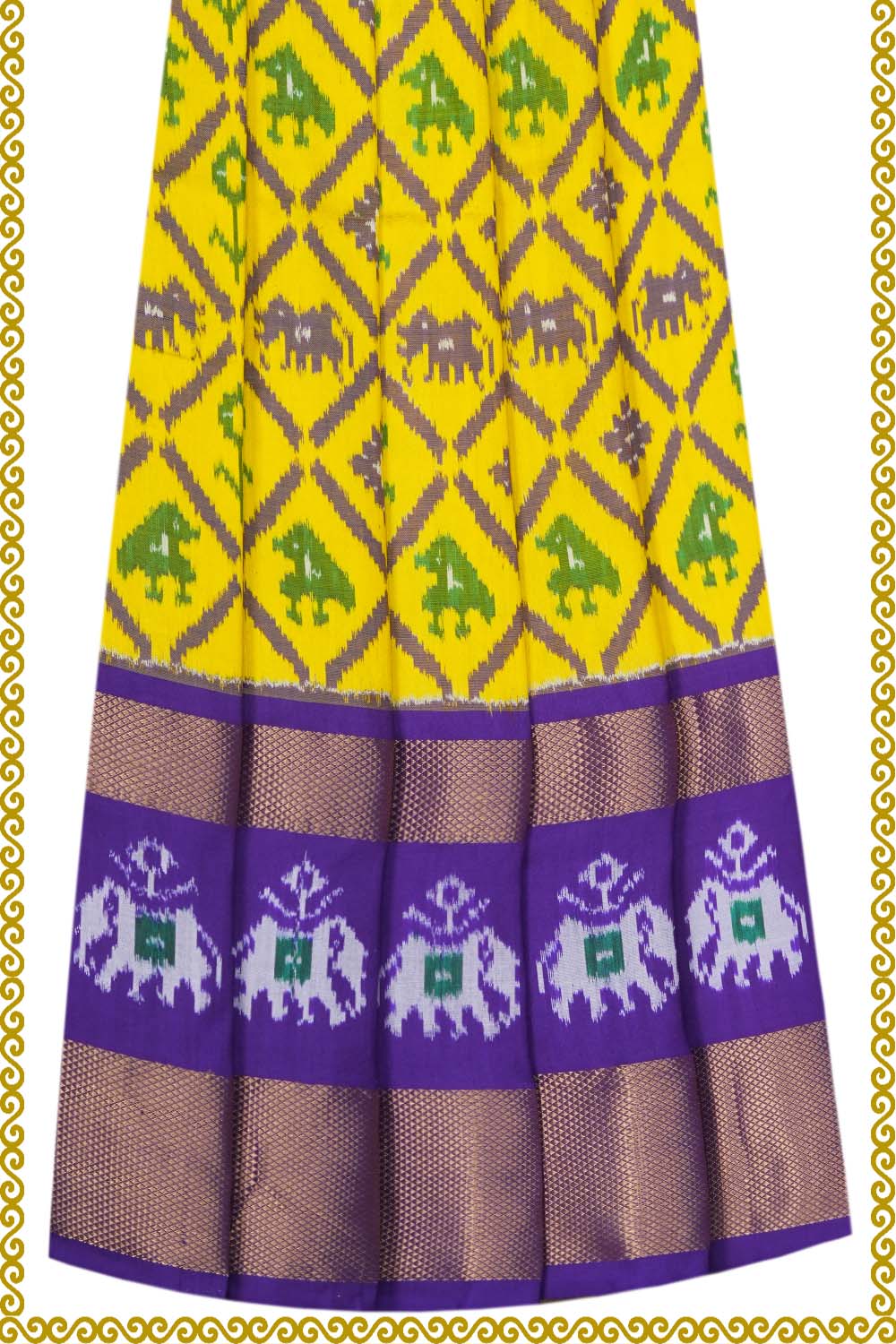 Image of Pochampally-Silk Pavada Unstitched Set