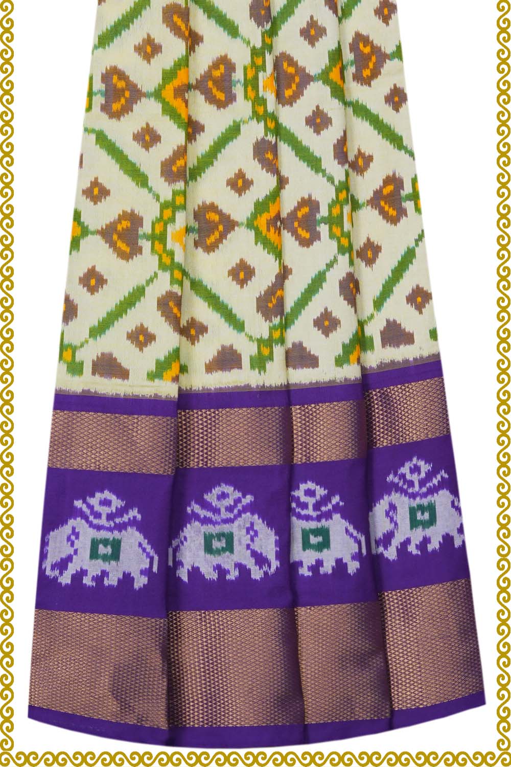 Image of Pochampally-Silk Pavada Unstitched Set