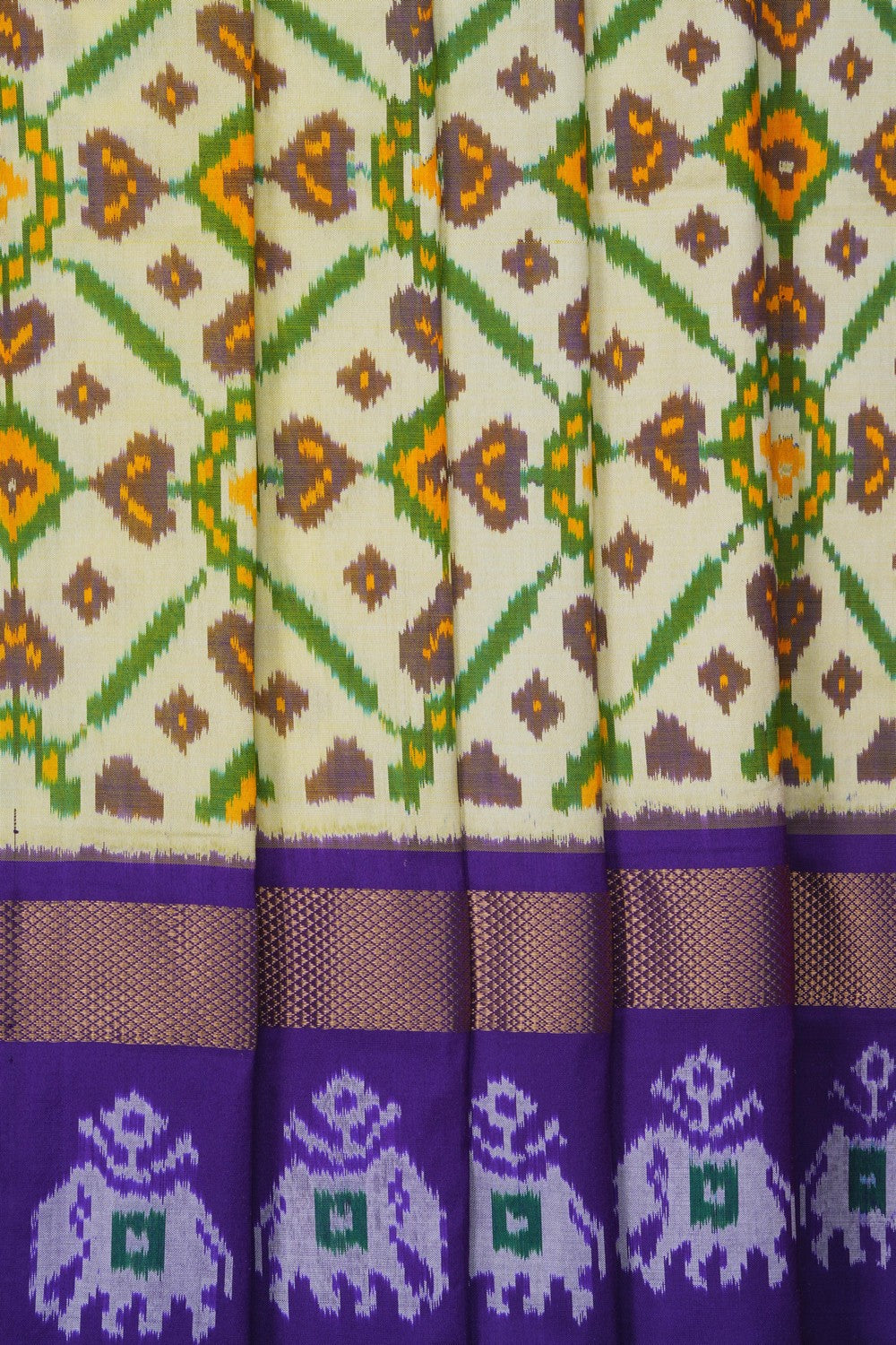 Image of Pochampally-Silk Pavada Unstitched Set