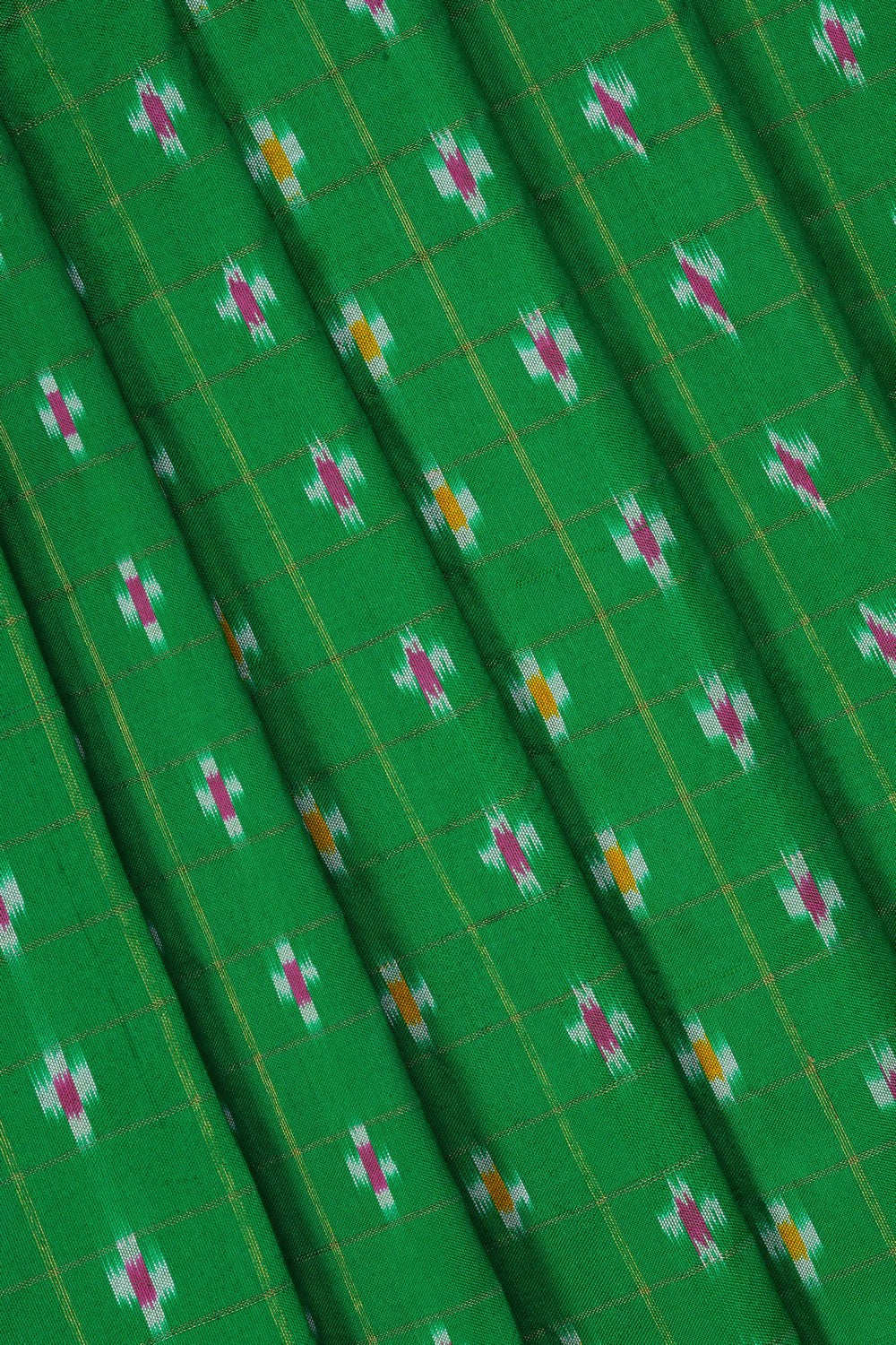 Image of Pochampally-Silk Pavada Unstitched Set