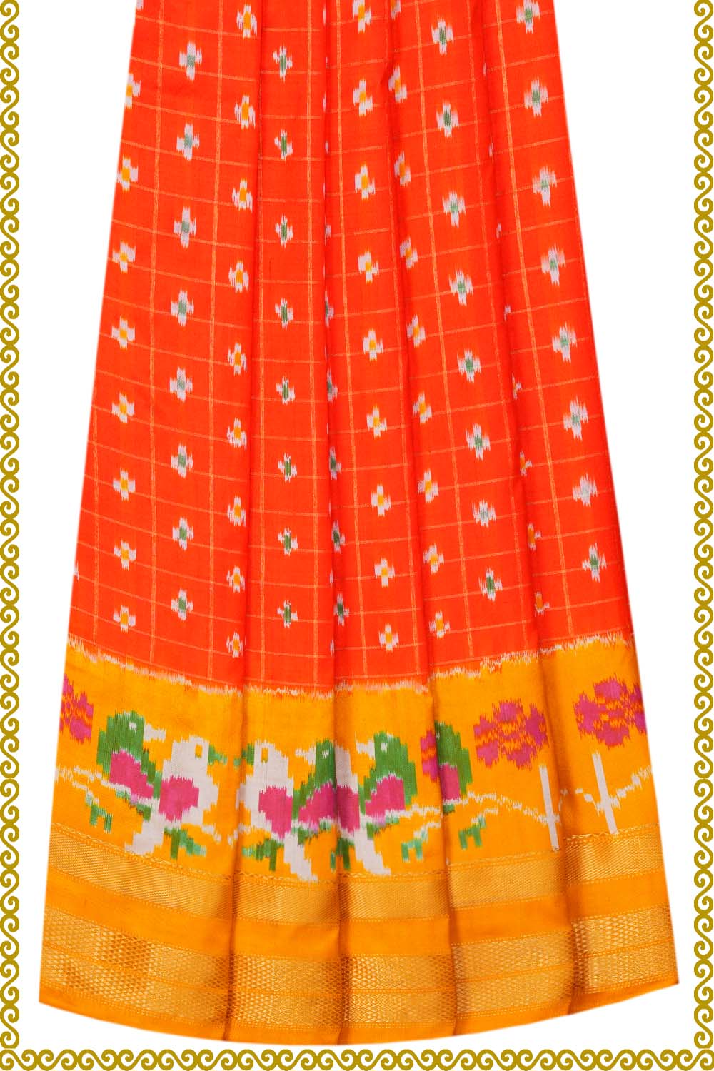Image of Pochampally-Silk Pavada Unstitched Set