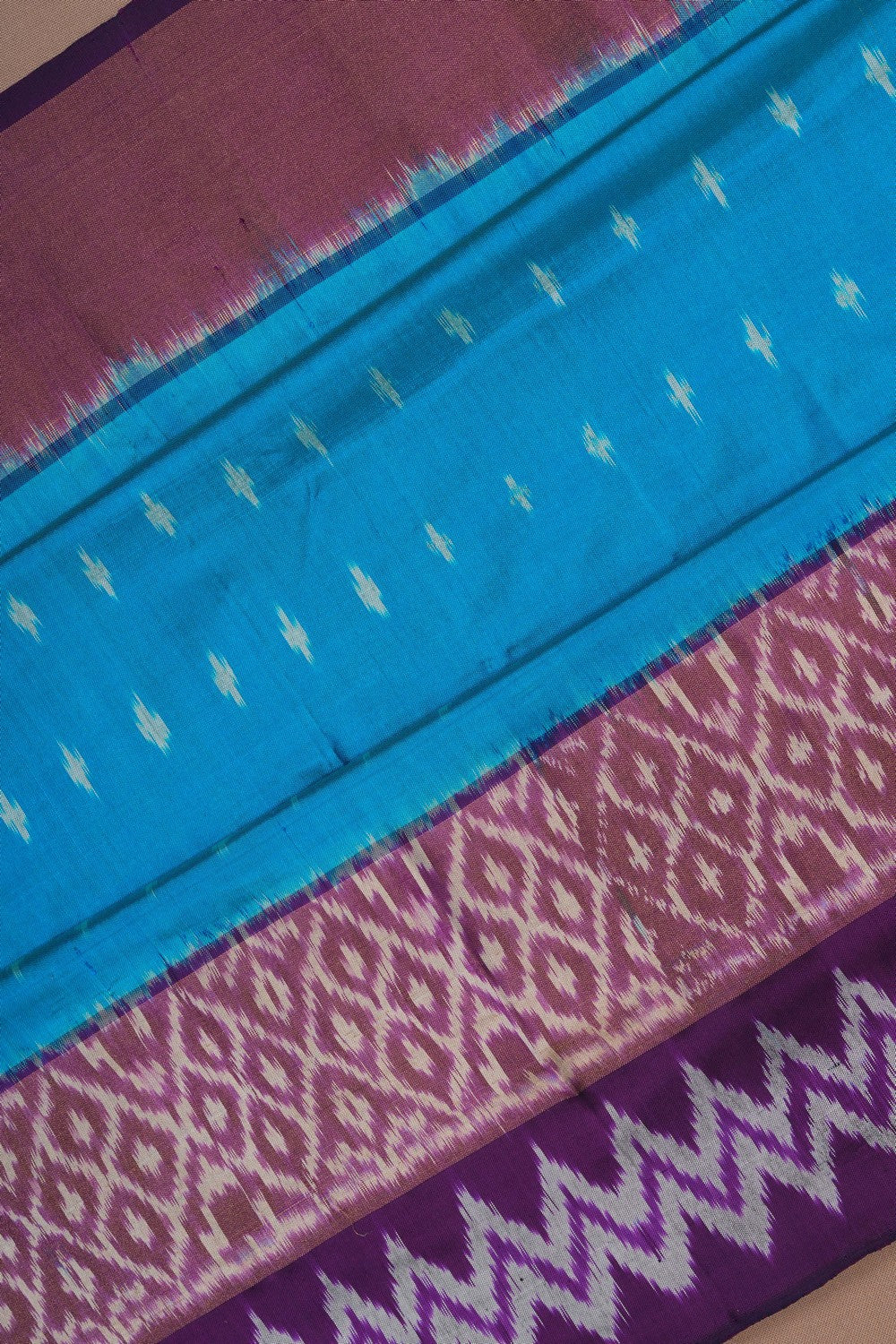 Image of Pochampally Ikat Silk Blue Saree