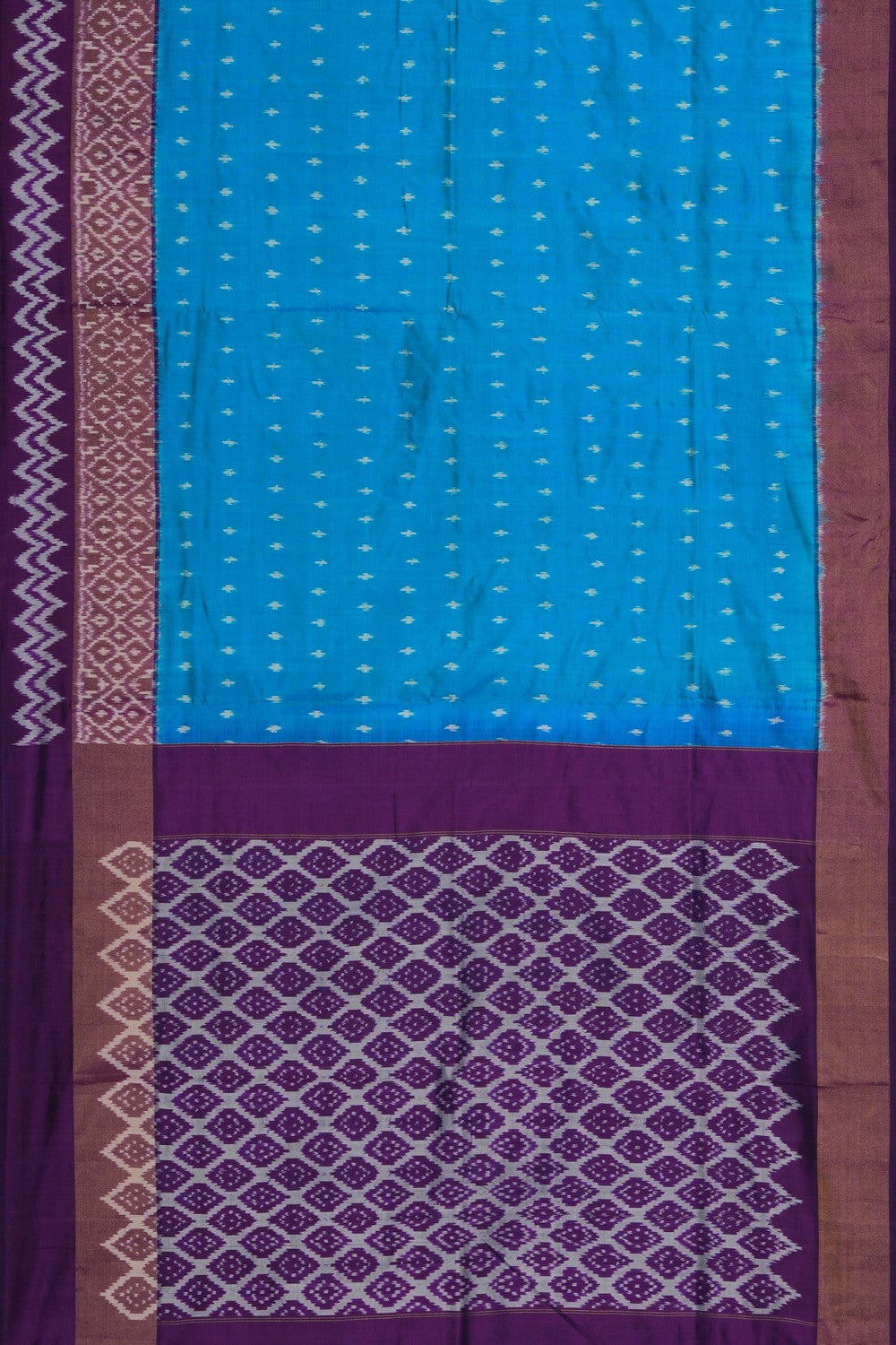 Image of Pochampally Ikat Silk Blue Saree