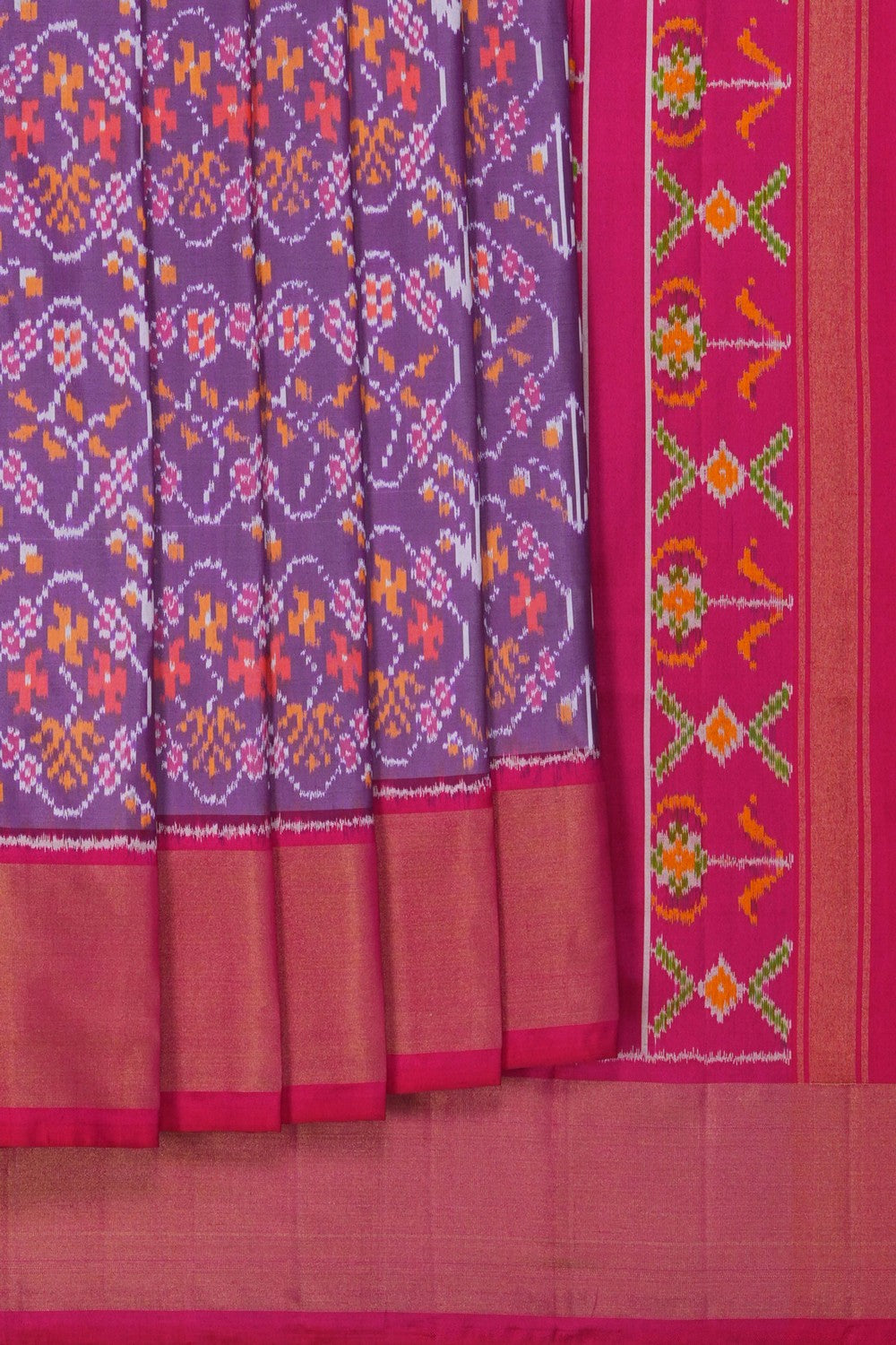 Image of Pochampally Ikat Silk Purple Saree