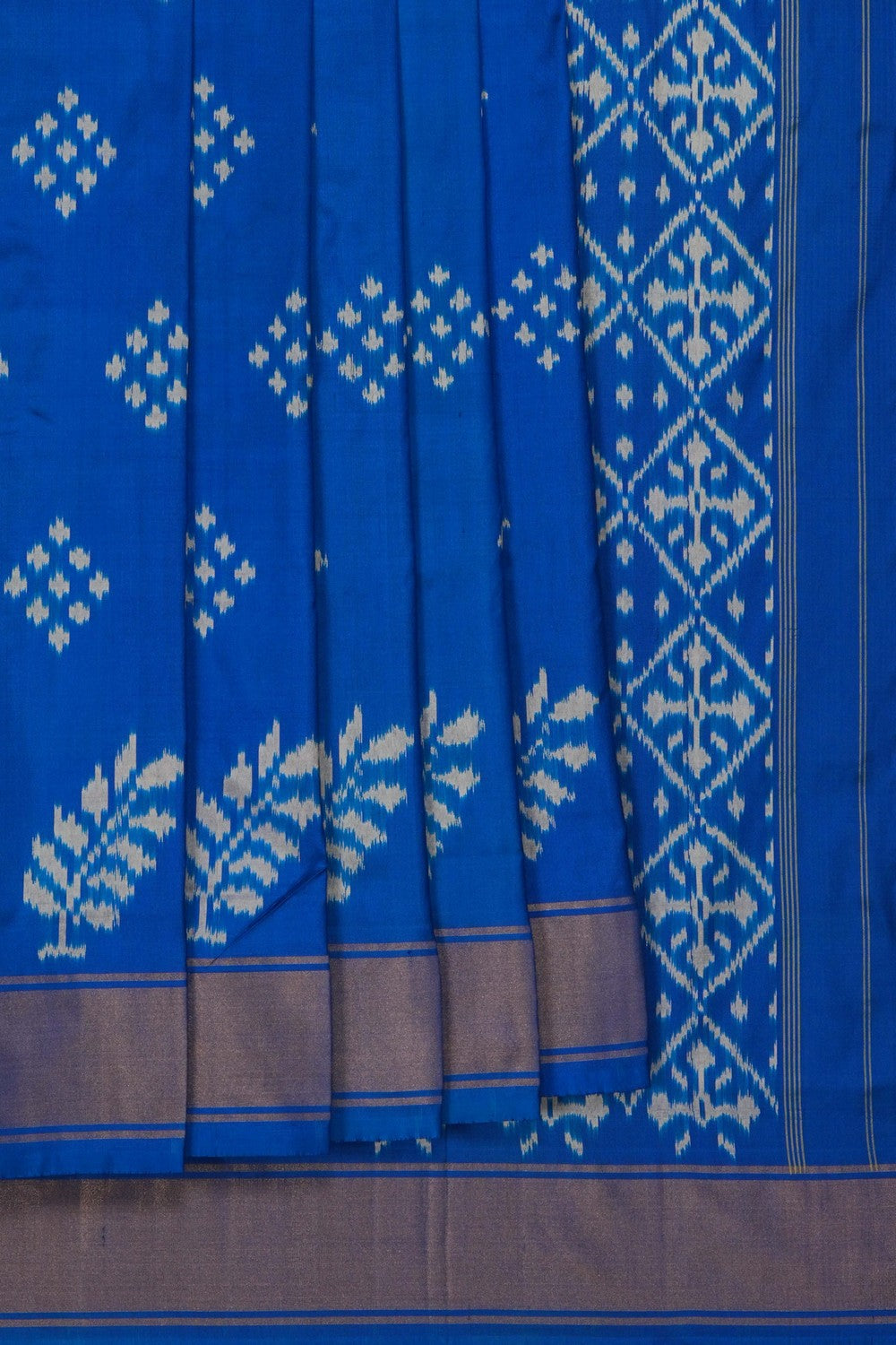 Image of Pochampally Ikat Silk Blue Saree