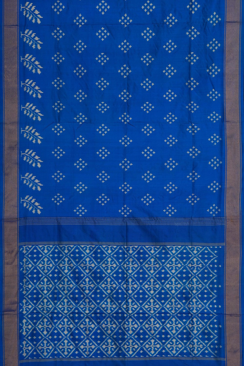 Image of Pochampally Ikat Silk Blue Saree