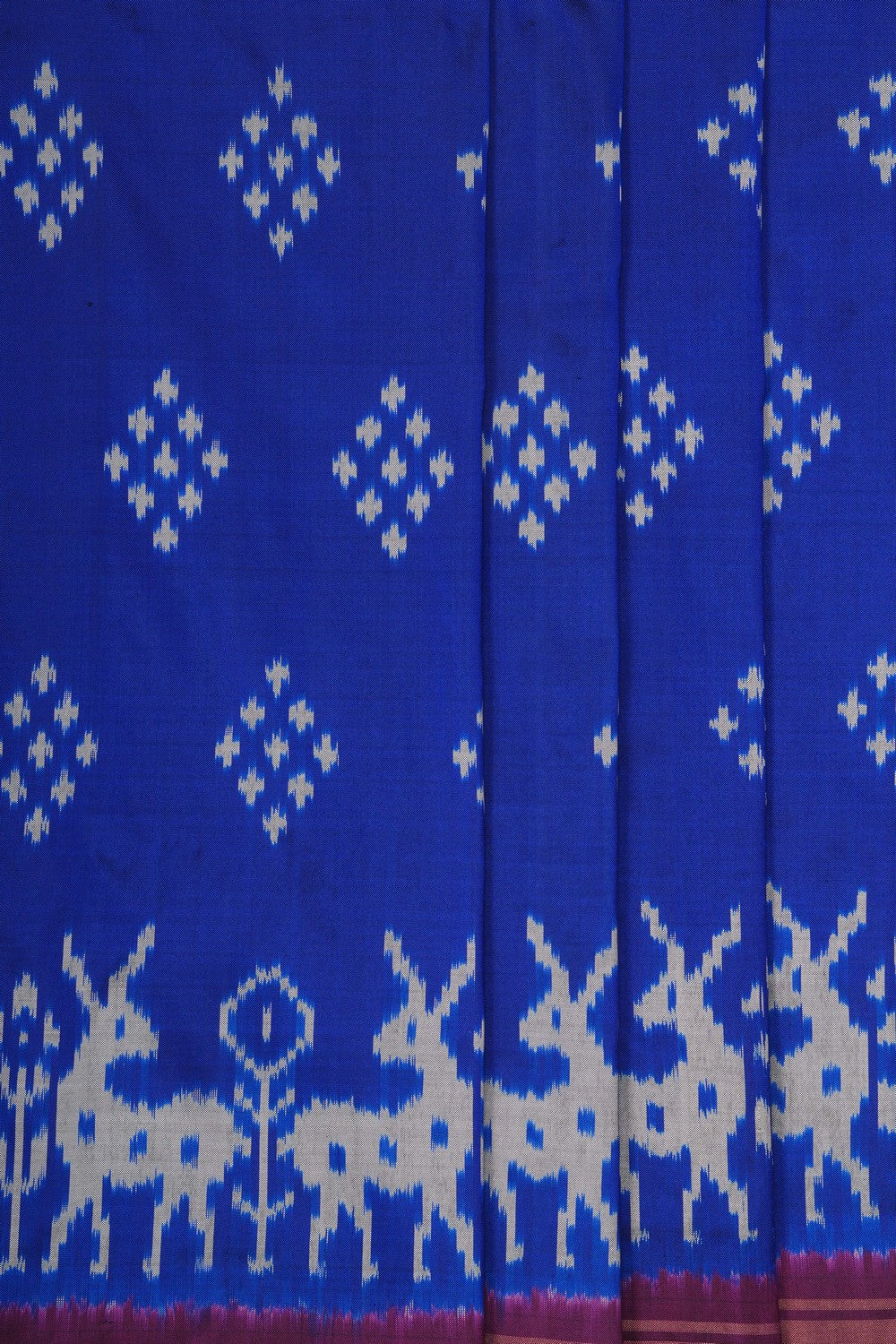 Image of Pochampally Ikat Silk Indigo Blue Saree