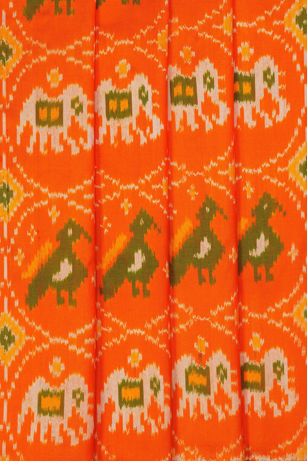 Image of Pochampally Ikat Silk Orange Saree
