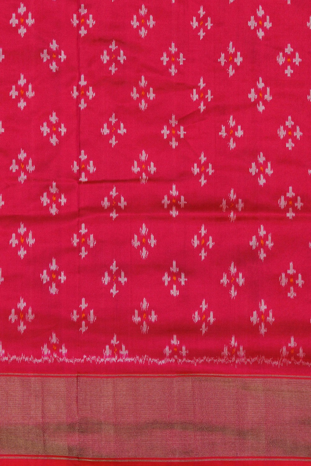 Image of Pochampally Ikat Silk Orange Saree