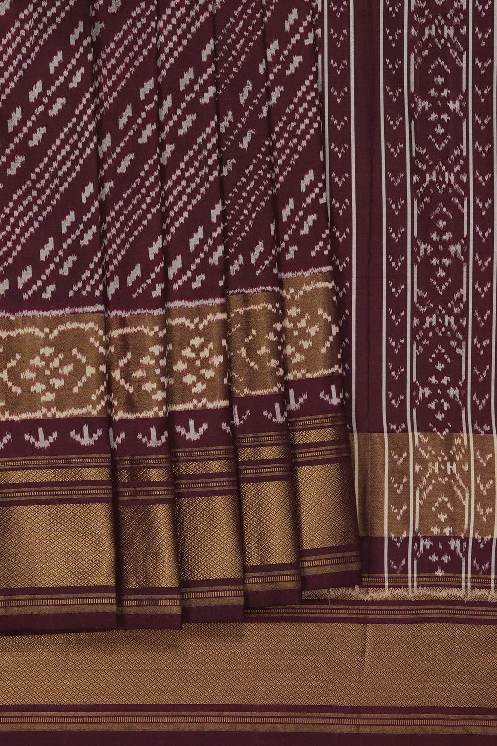 Image of Pochampally Ikat Silk Brown Saree