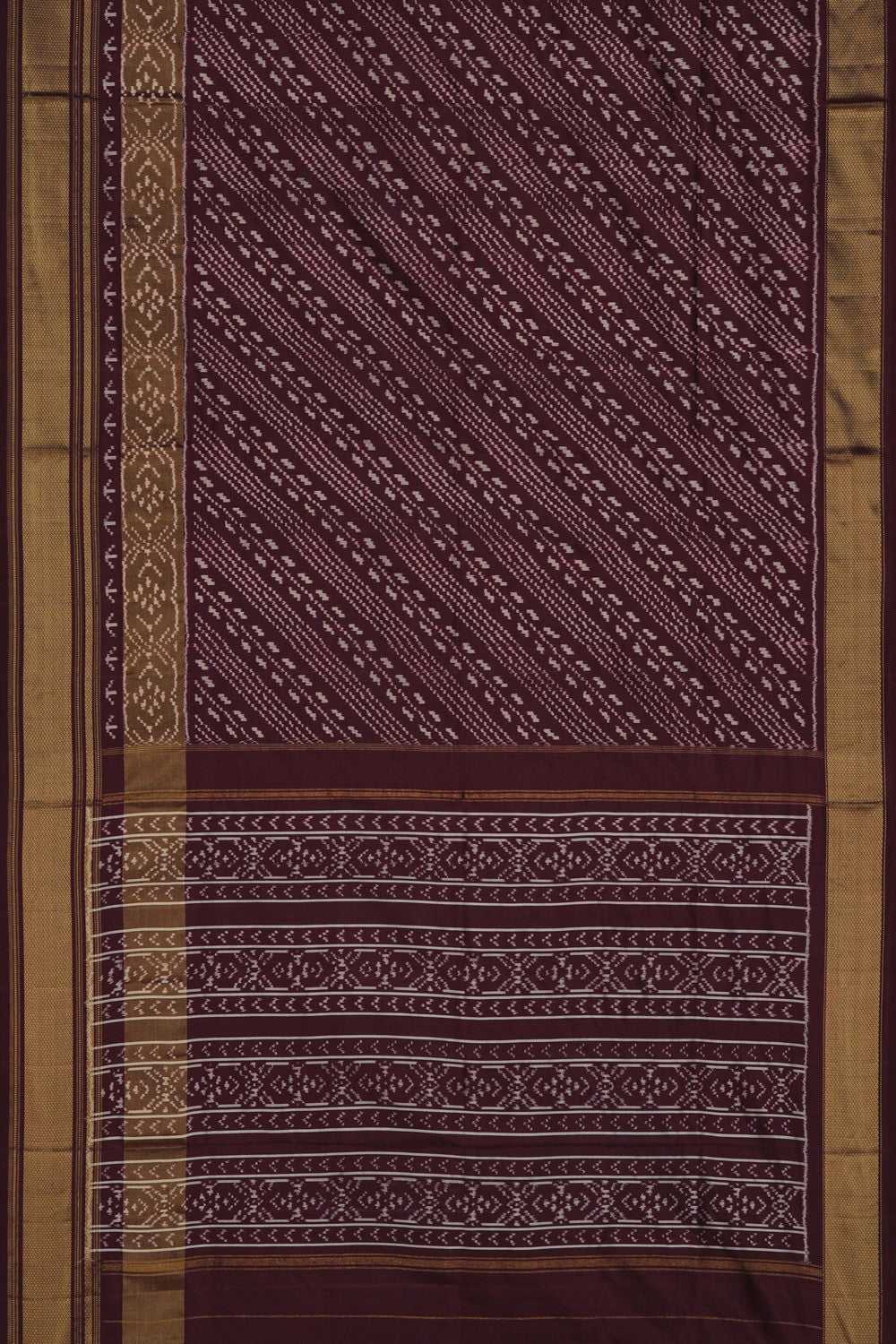 Image of Pochampally Ikat Silk Brown Saree