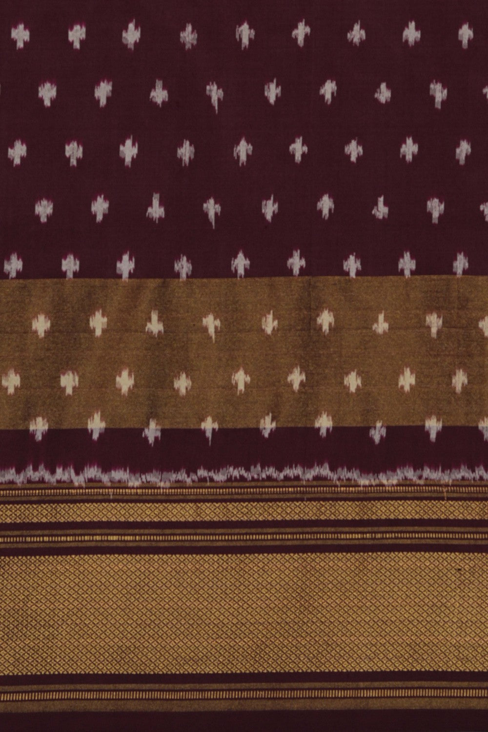 Image of Pochampally Ikat Silk Brown Saree
