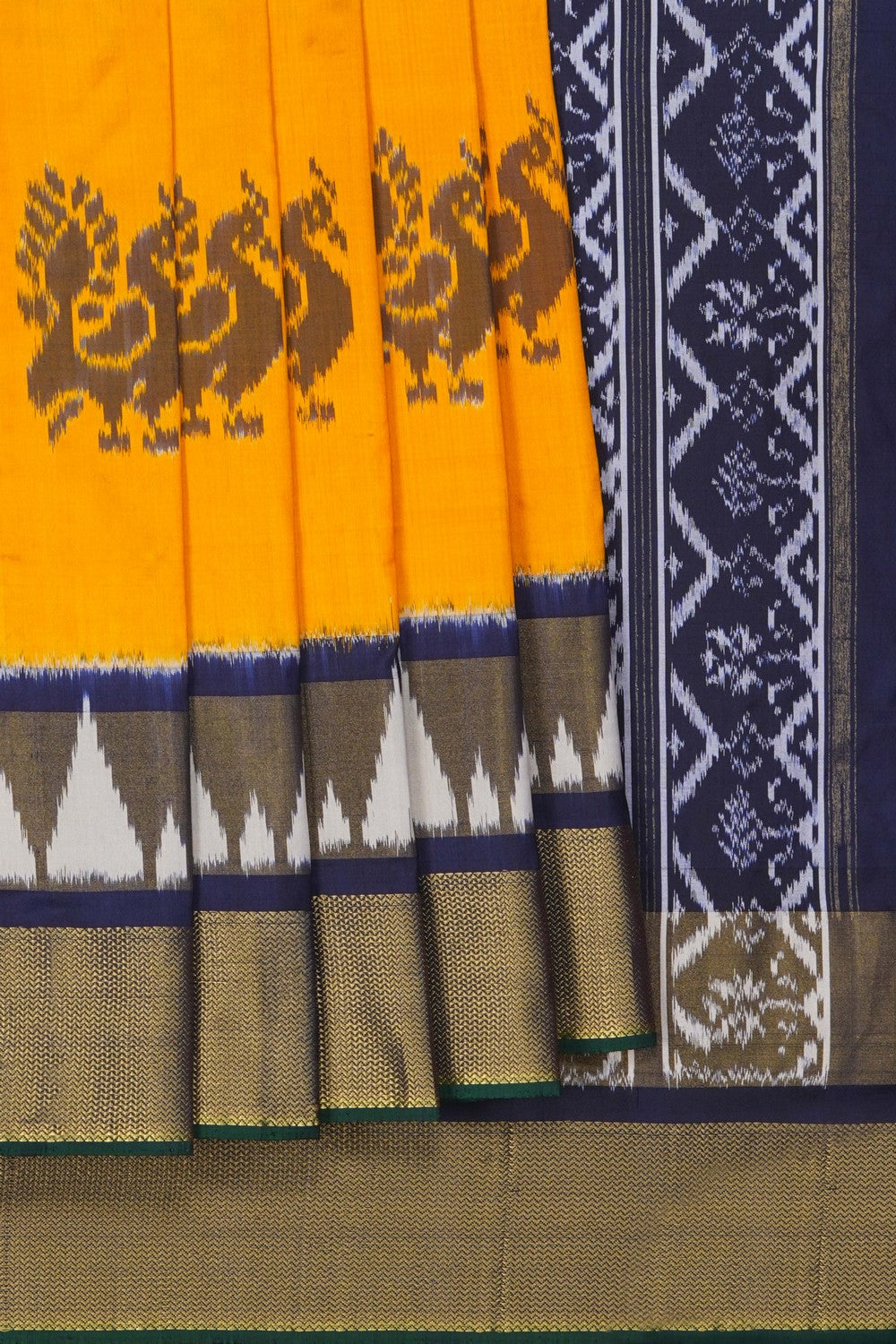 Image of Pochampally Ikat Silk Yellow Saree