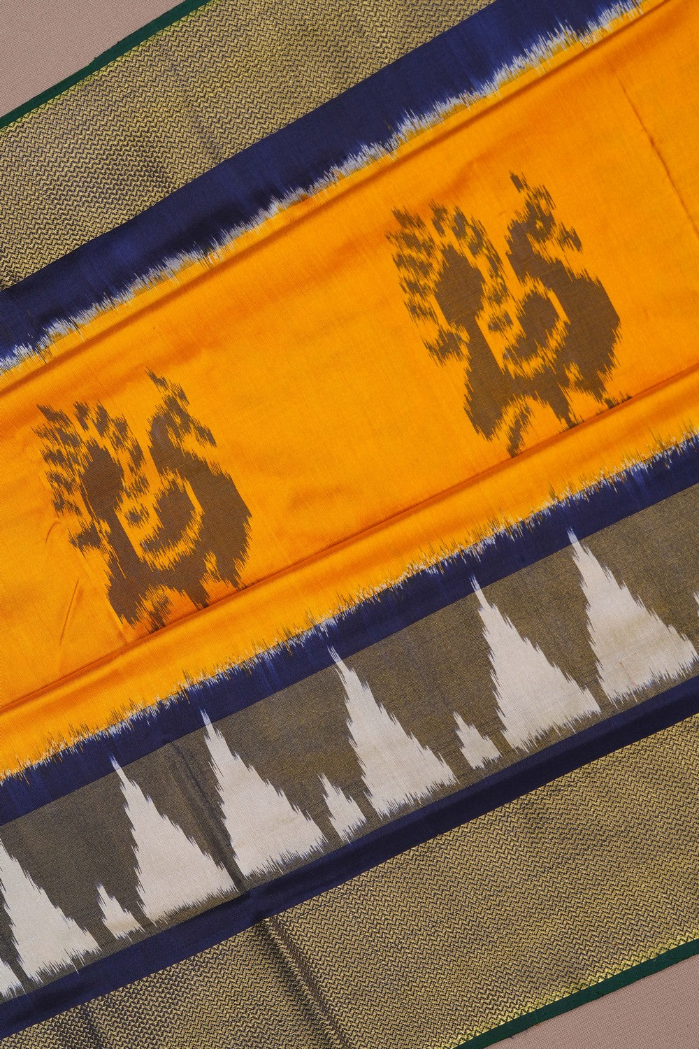 Image of Pochampally Ikat Silk Yellow Saree
