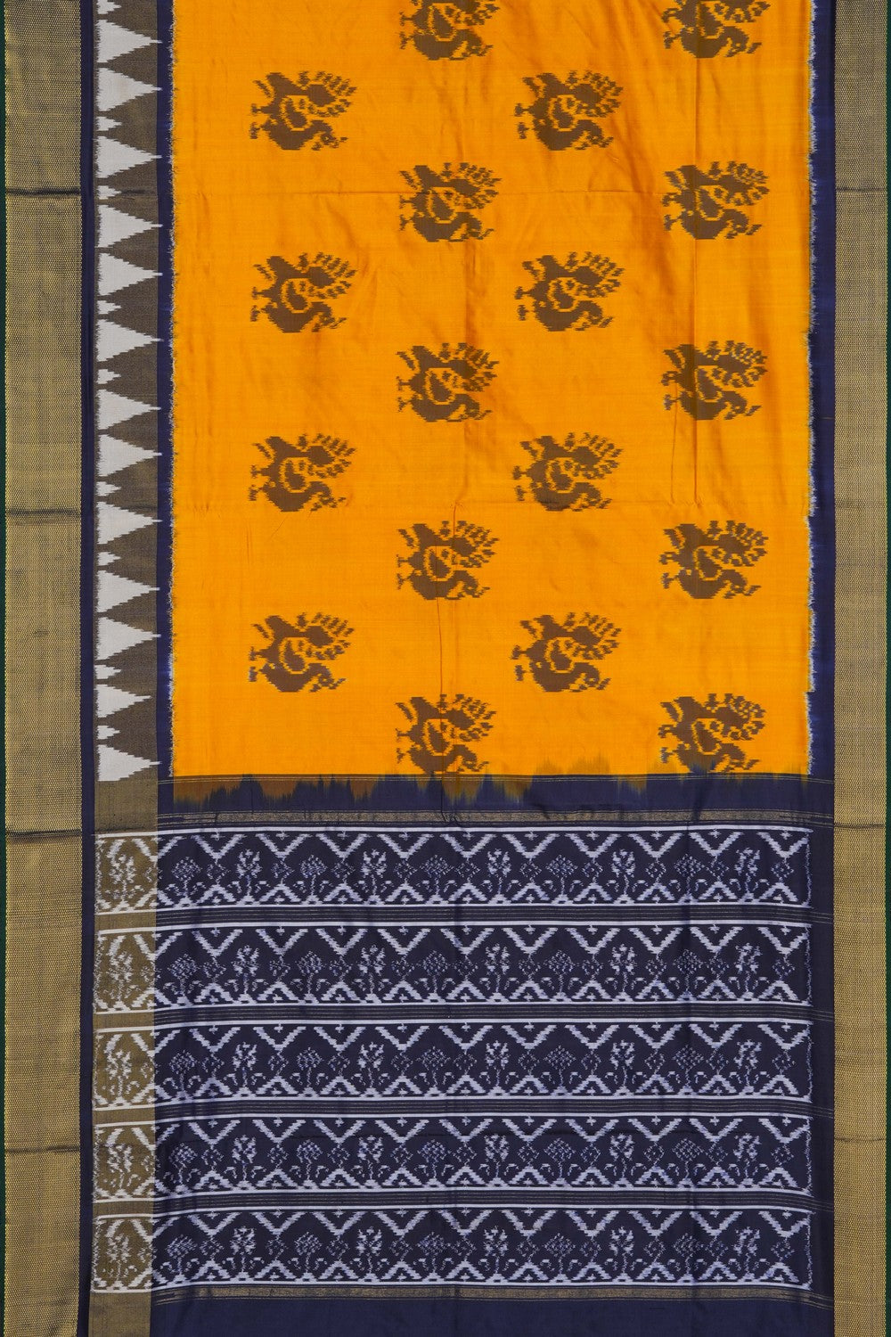 Image of Pochampally Ikat Silk Yellow Saree