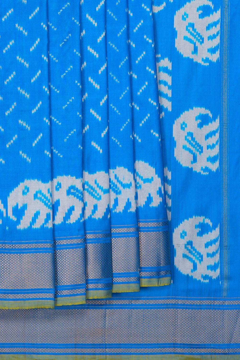 Image of Pochampally Ikat Silk Blue Saree