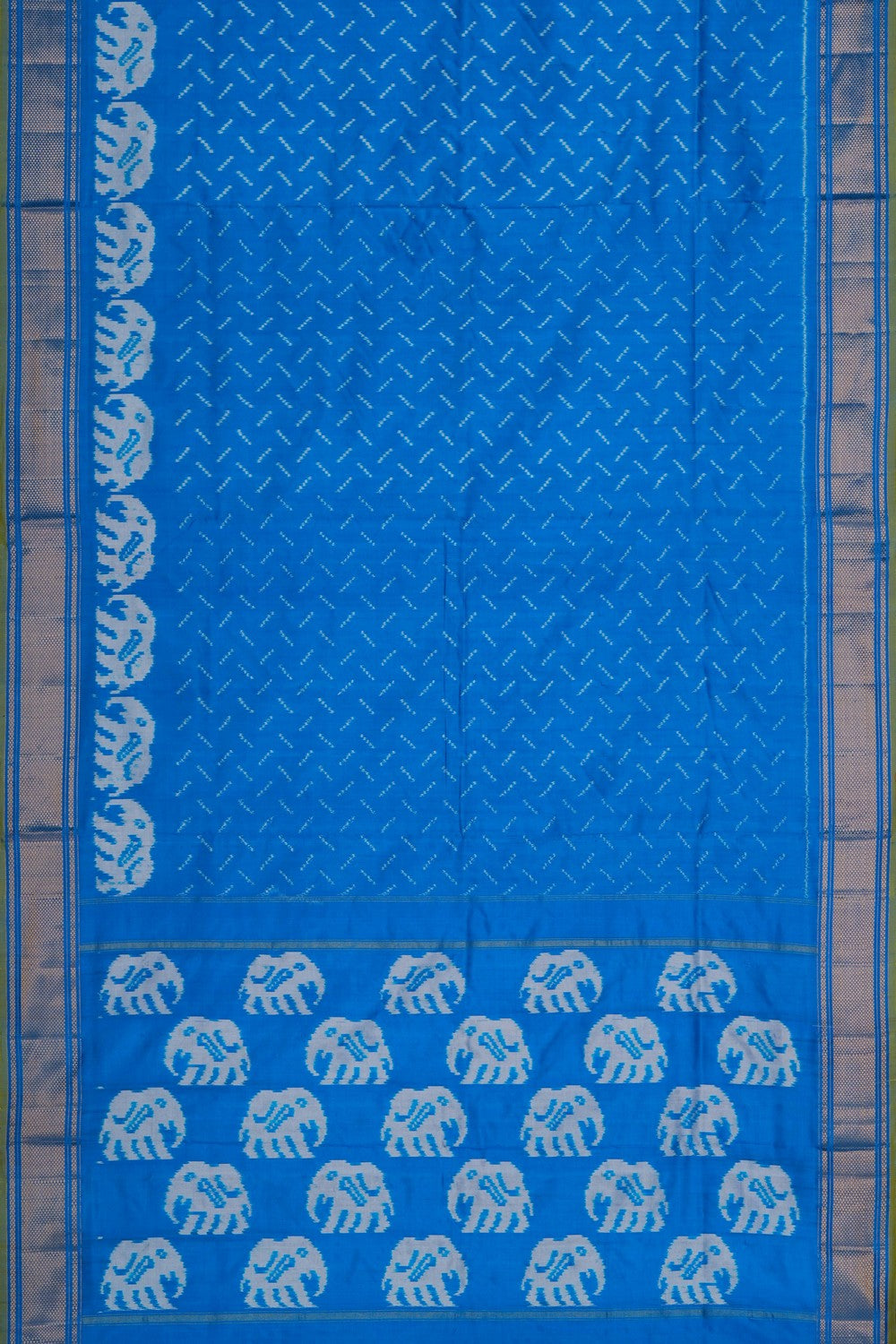 Image of Pochampally Ikat Silk Blue Saree