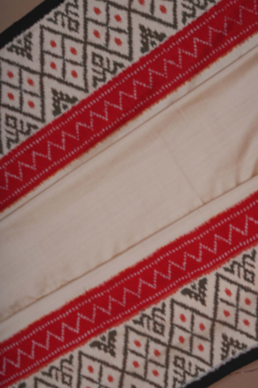 Image of Pochampally Ikat Silk Off-White Saree