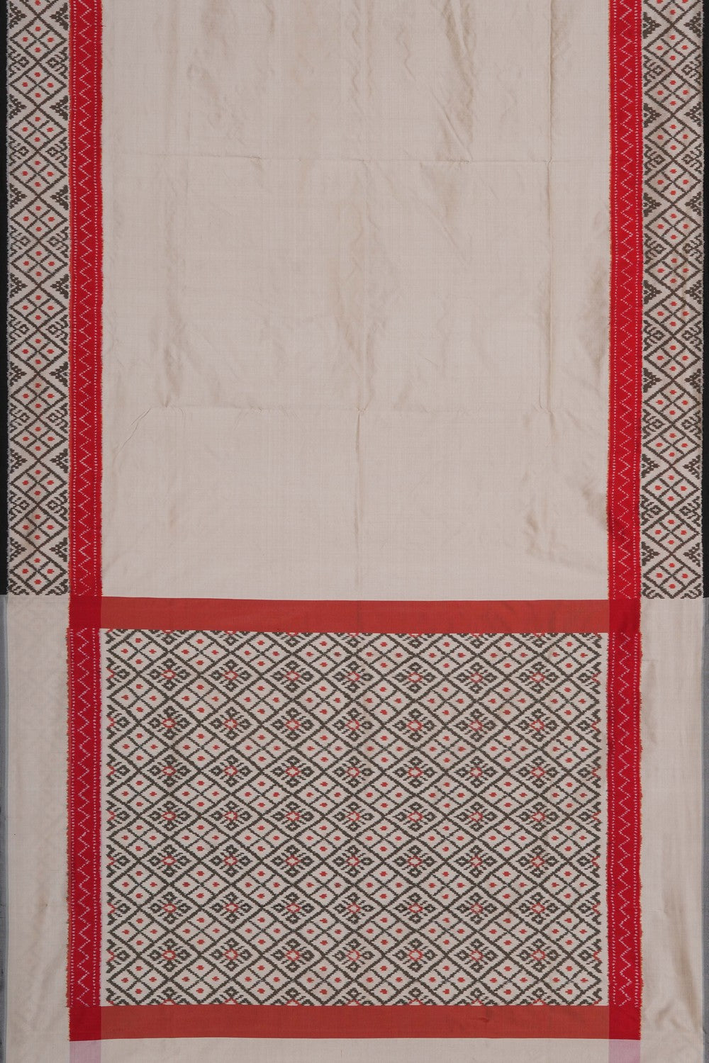 Image of Pochampally Ikat Silk Off-White Saree
