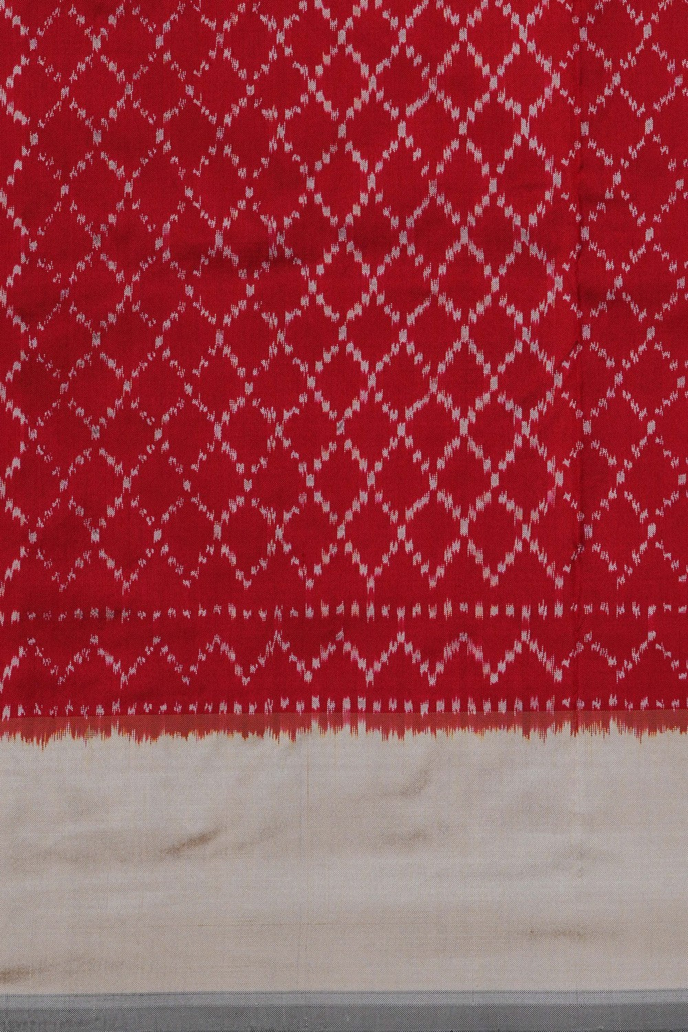 Image of Pochampally Ikat Silk Off-White Saree
