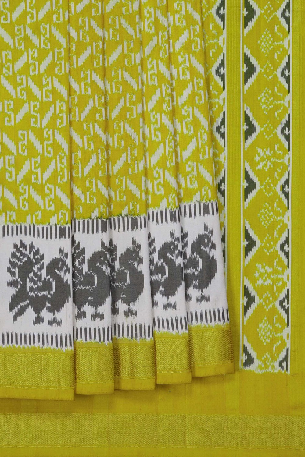 Image of Pochampally Ikat Silk Green Saree