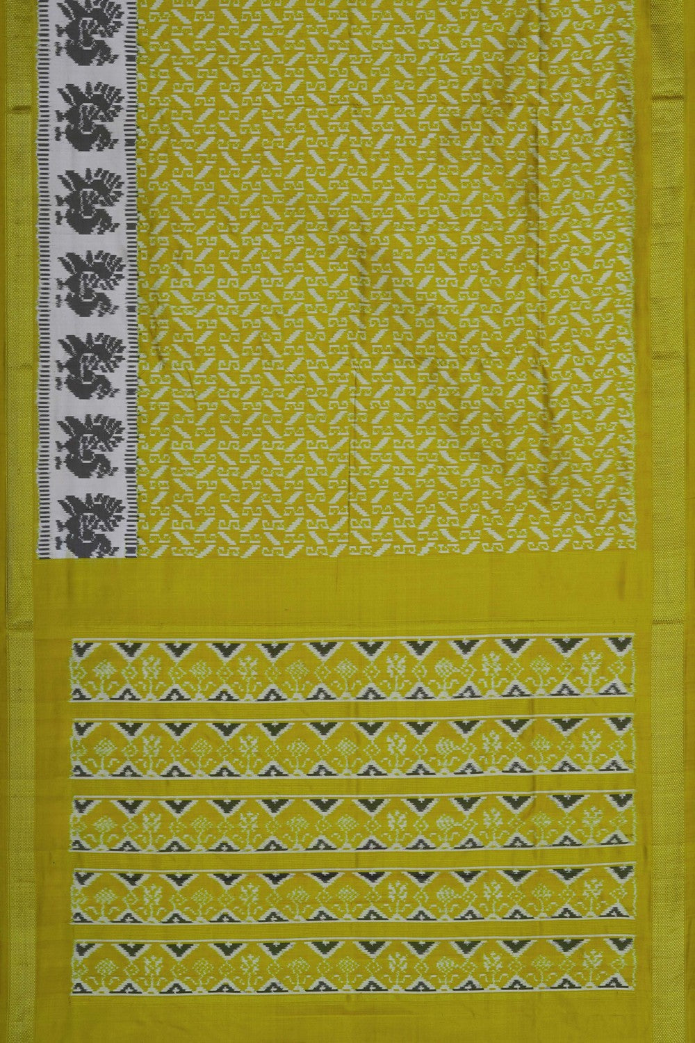 Image of Pochampally Ikat Silk Green Saree