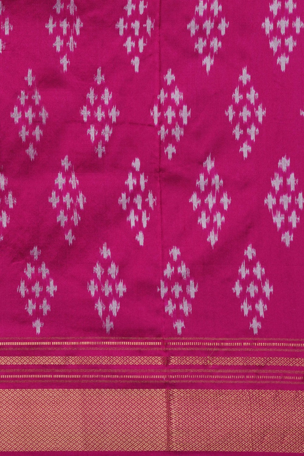 Image of Pochampally Ikat Silk Coral Orange Saree