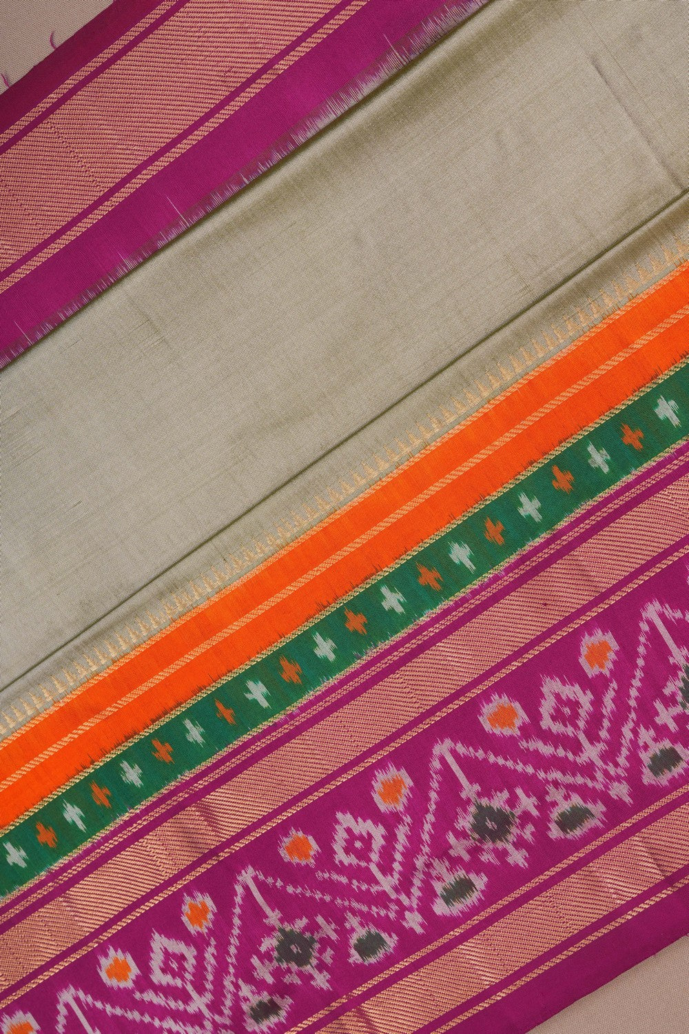 Image of Pochampally Ikat Silk Grey Saree