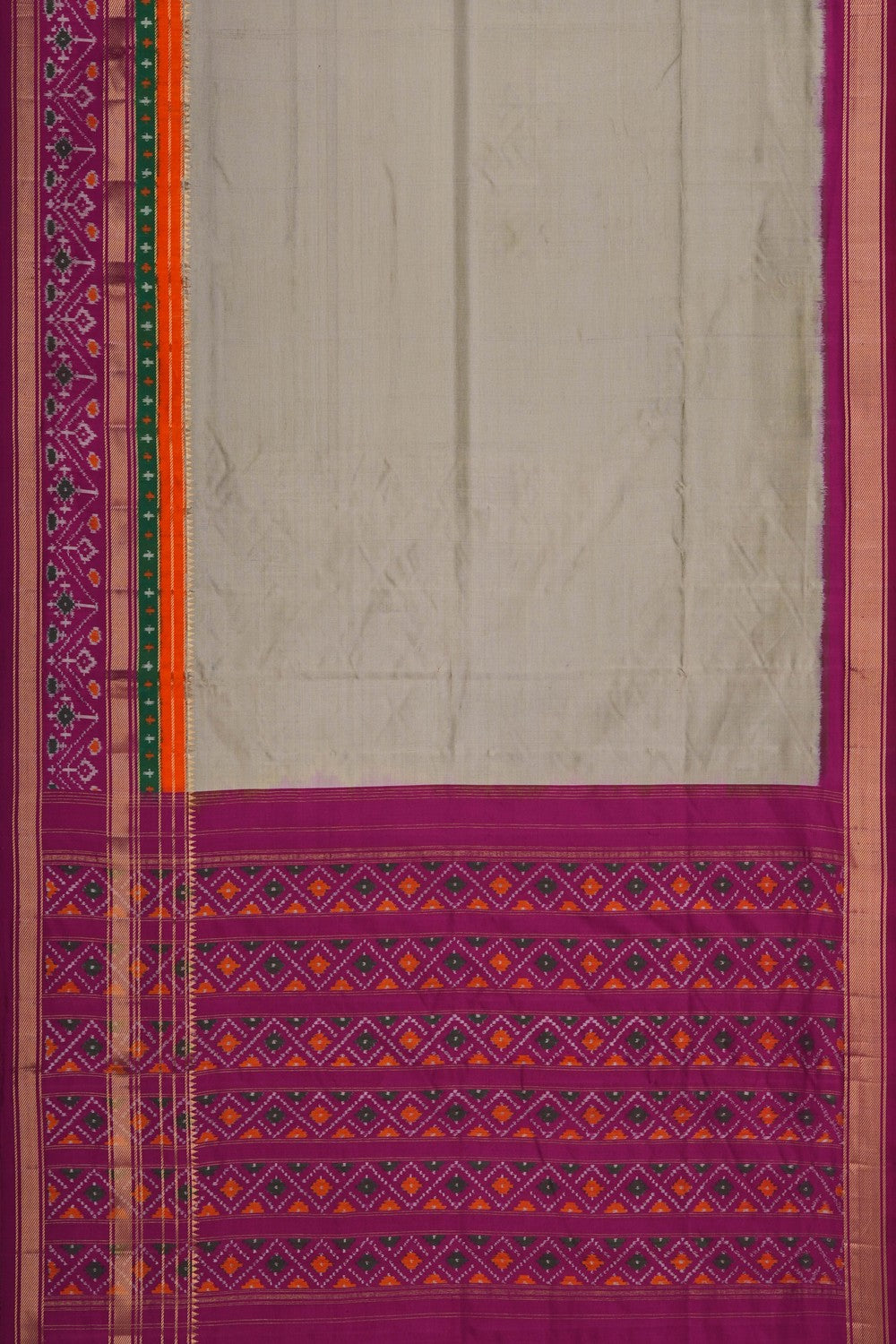 Image of Pochampally Ikat Silk Grey Saree