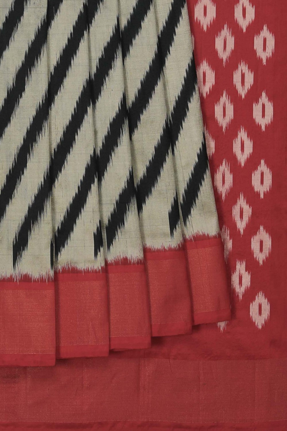 Image of Pochampally Ikat Silk Grey Saree