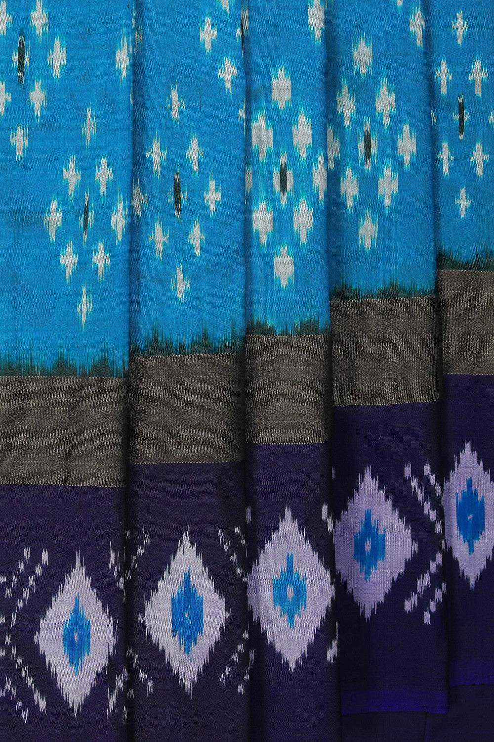 Image of Pochampally Ikat Silk Blue Saree