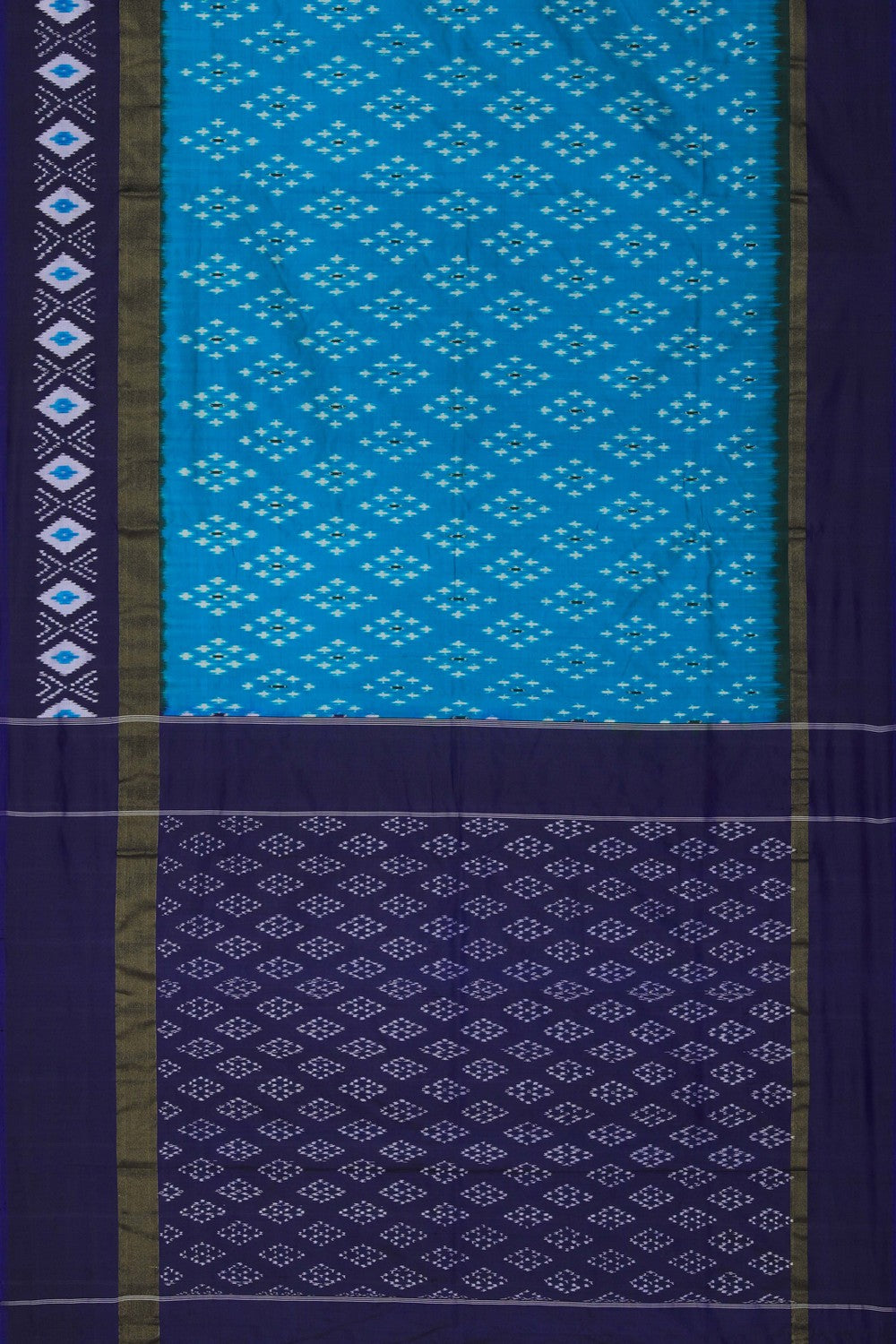 Image of Pochampally Ikat Silk Blue Saree