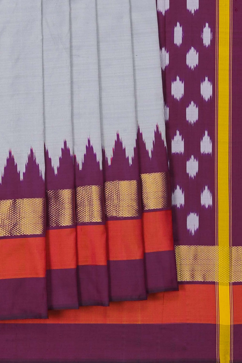 Image of Pochampally Ikat Silk Grey Saree
