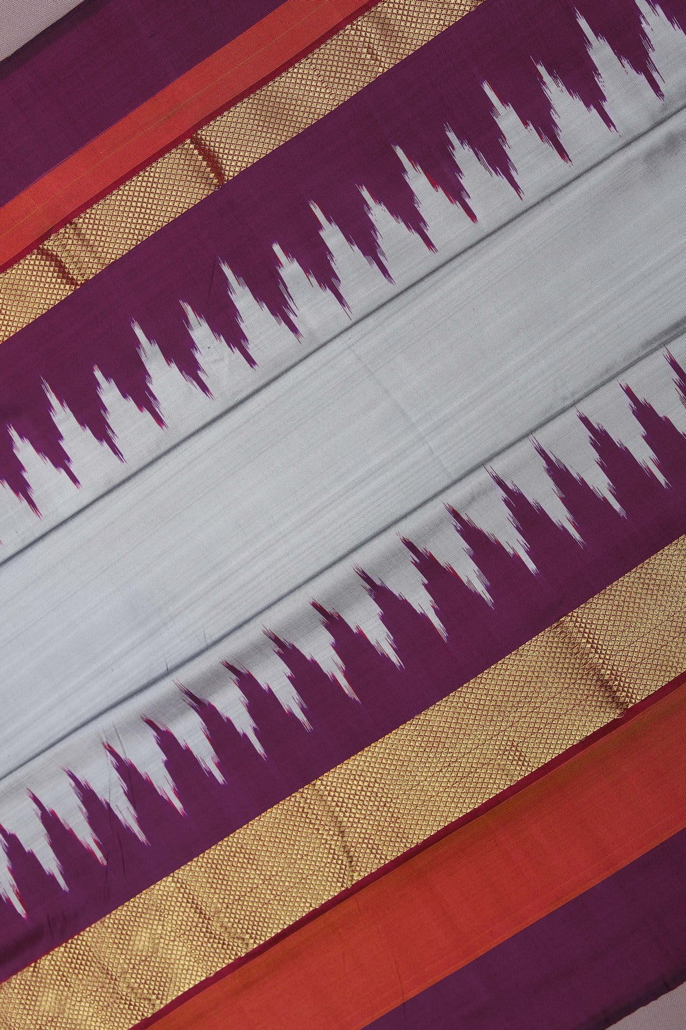 Image of Pochampally Ikat Silk Grey Saree