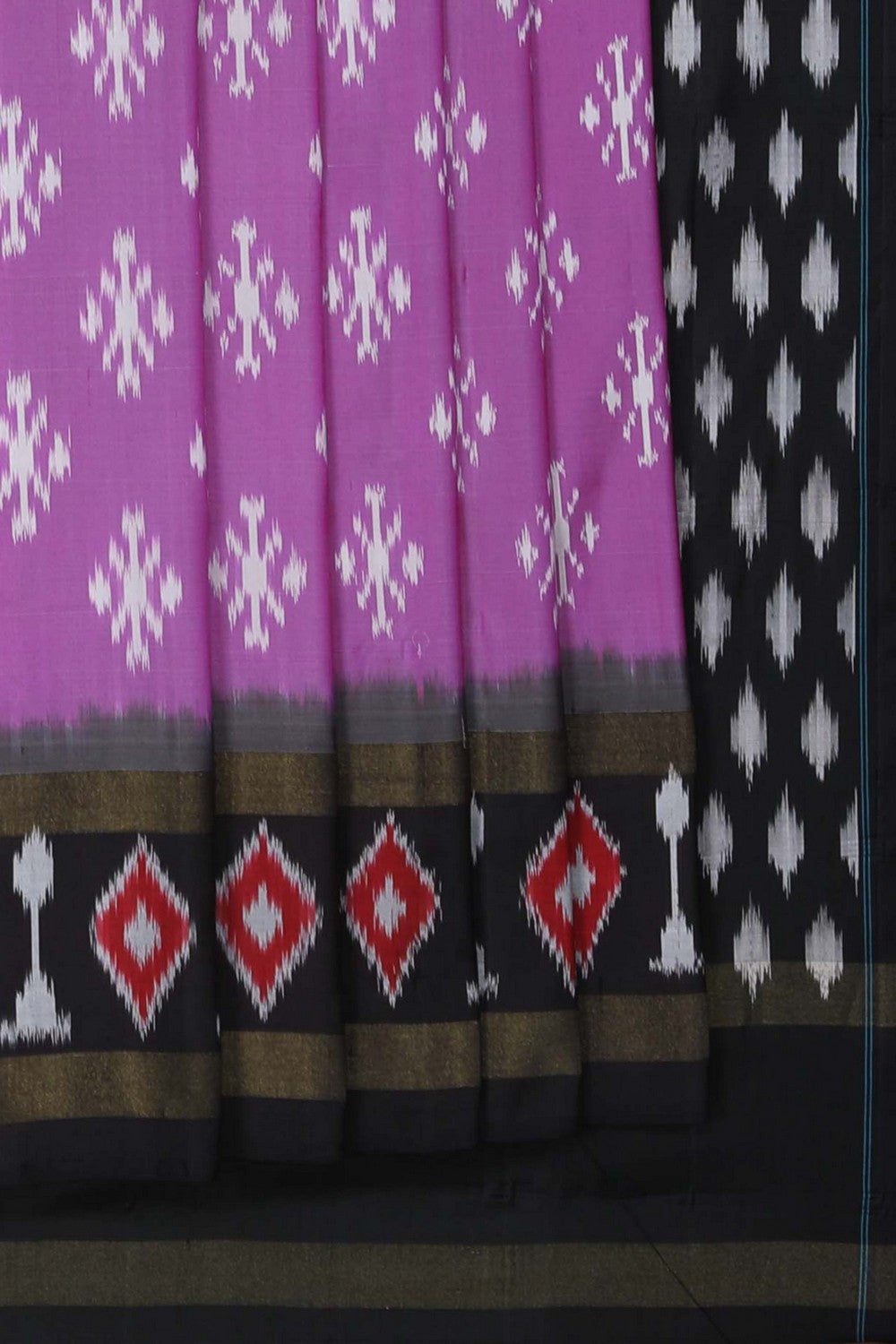 Image of Pochampally Ikat Silk Lavender Purple Saree