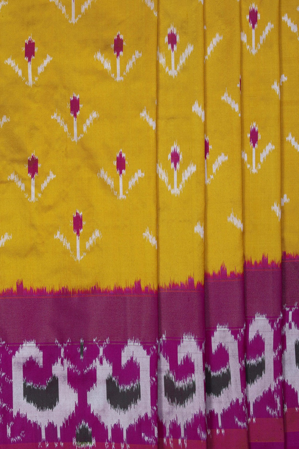 Image of Pochampally Ikat Silk Yellow Saree