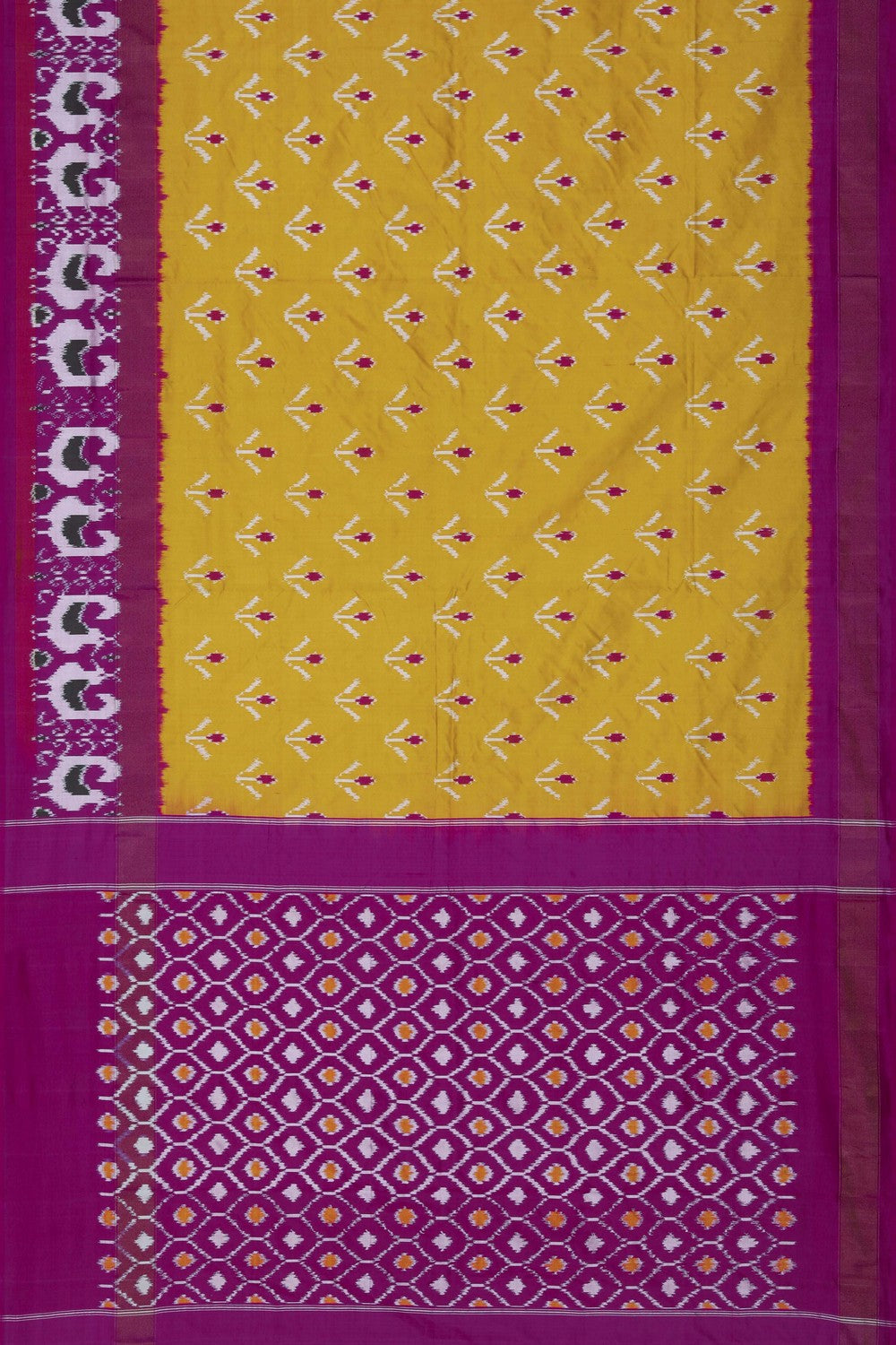 Image of Pochampally Ikat Silk Yellow Saree
