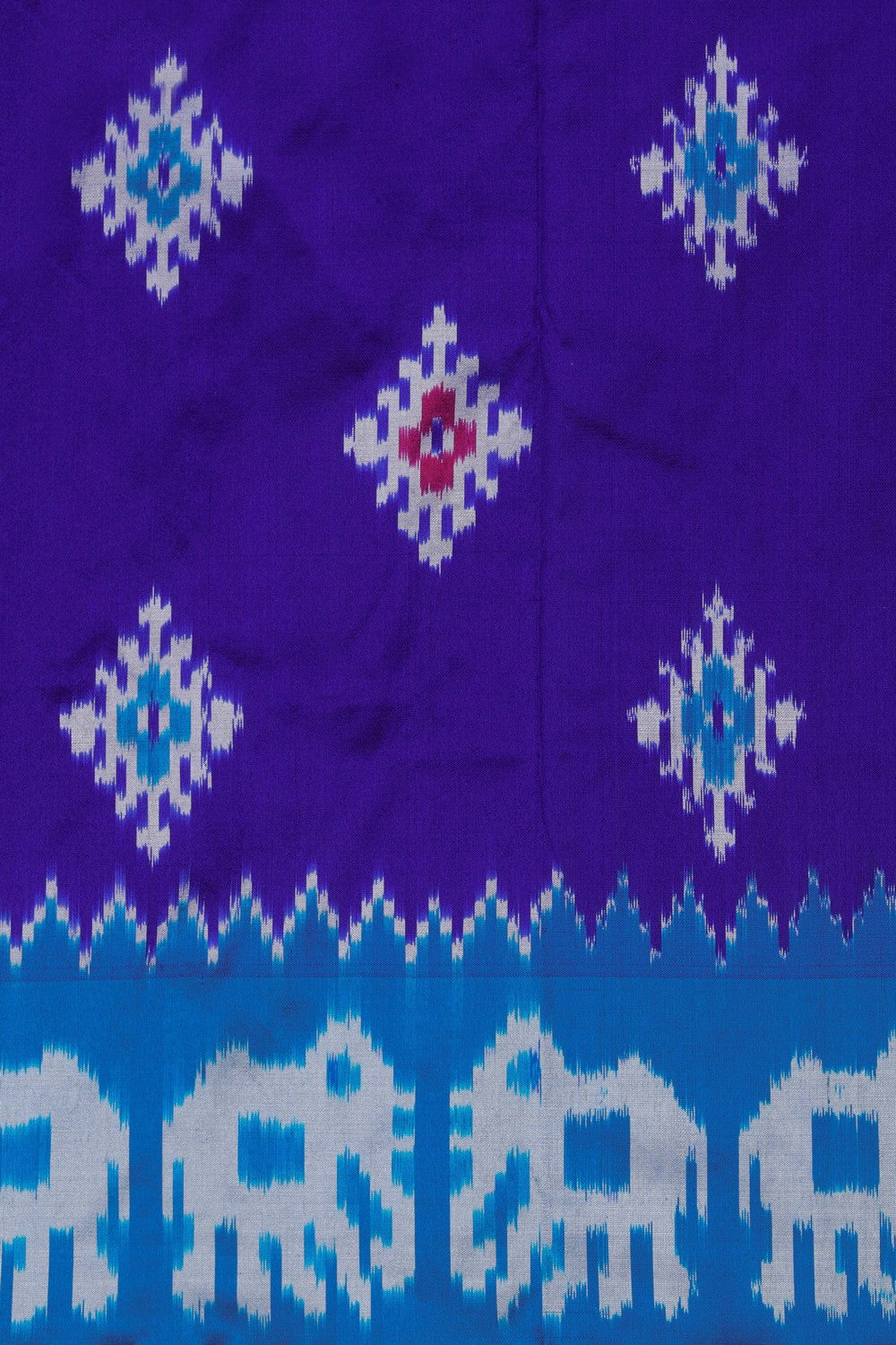 Image of Pochampally Ikat Silk Royal Blue Saree