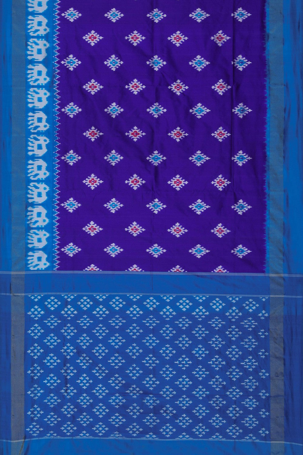Image of Pochampally Ikat Silk Royal Blue Saree