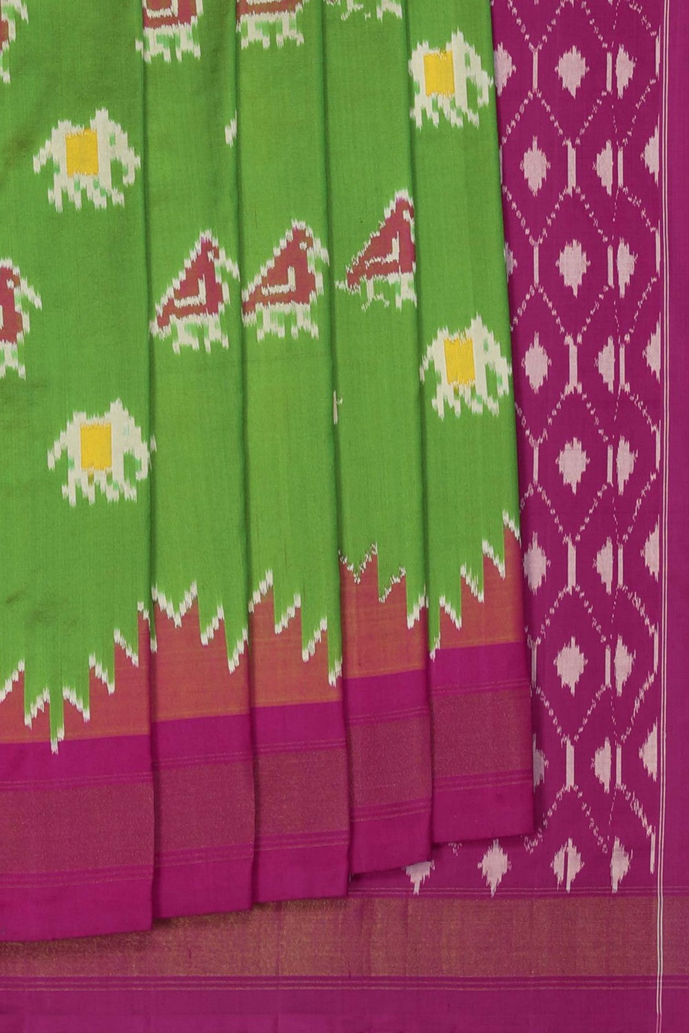 Image of Pochampally Ikat Silk Green Saree